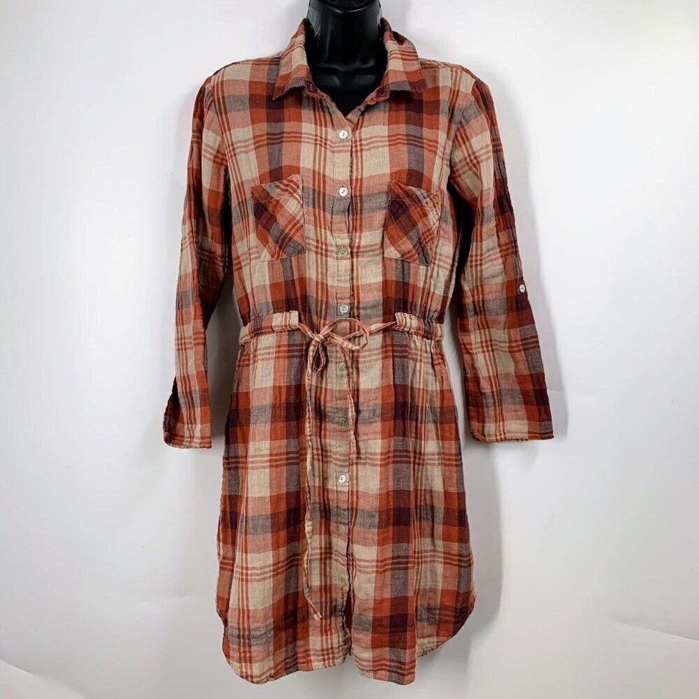 Velvet By Graham & Spencer Women's Caitlin‎ Plaid Cotton Shirt Dress Size XS